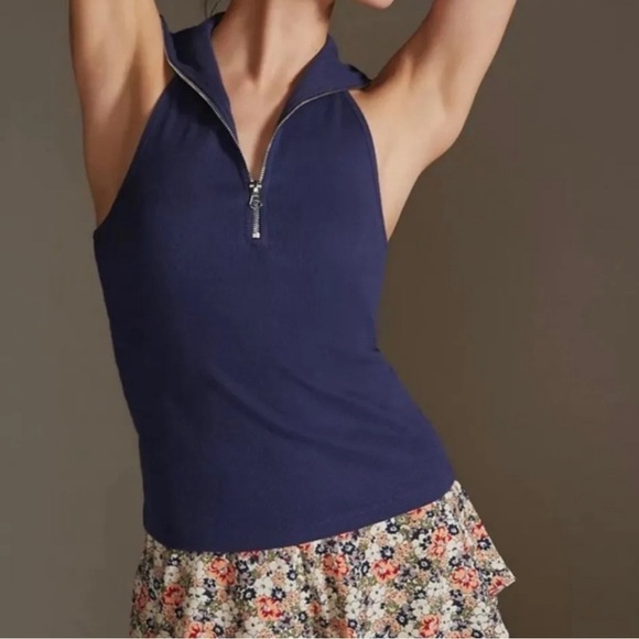 Anthropologie Maeve 1/2 zip halter ribbed tank - Picture 3 of 9